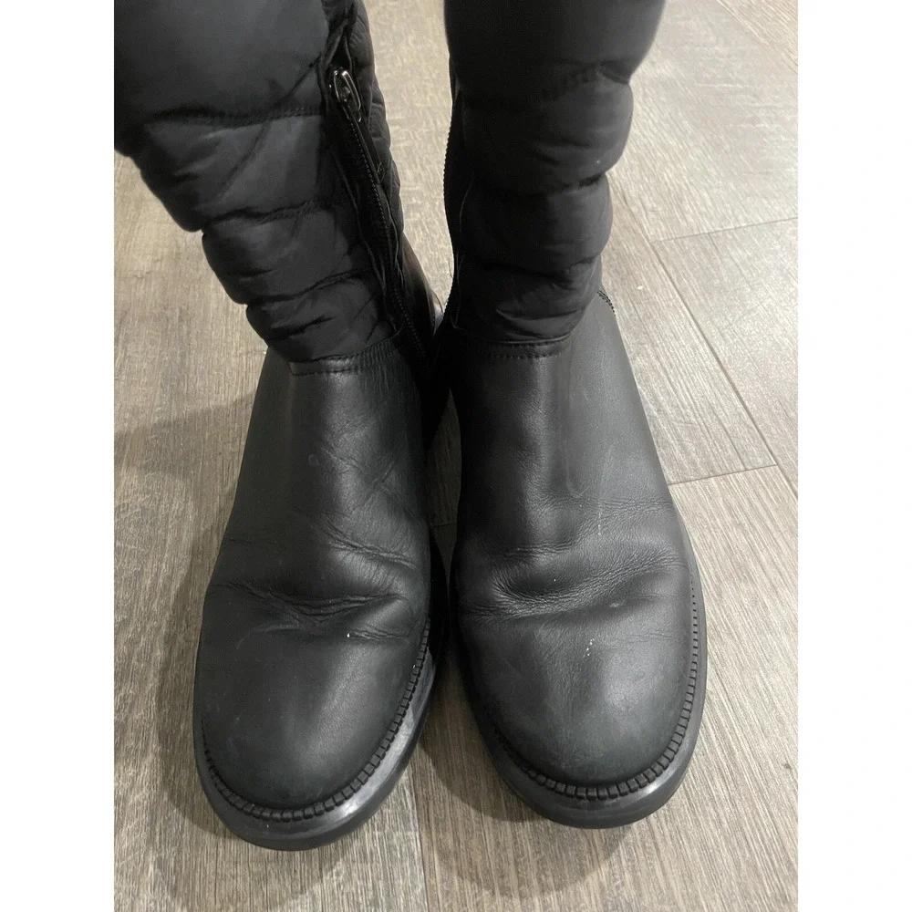 $650 AQUATALIA LORI Quilted LEATHER BOOTs‎ WATERPROOF Mid Calf Zip SZ 8